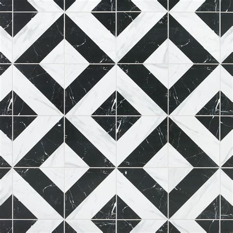 Cesari Black and White Deco Porcelain Tile | Floor and Decor