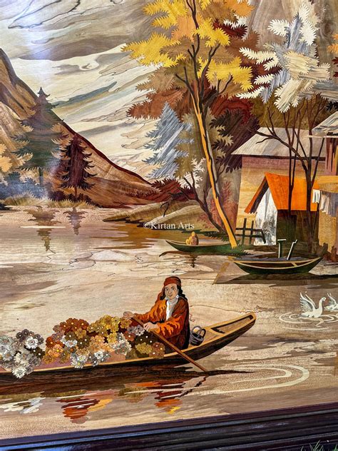 Dal Lake Rosewood Wall Panel | Wooden Inlay work | 6x4 ft – Kirtan Arts