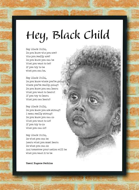 HEY BLACK CHILD Black African-american Inspirational Poem for - Etsy UK