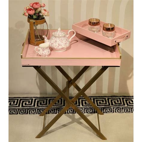 Buy CasaGold Pink Foldable Leather Butler Tray Table & Serving Tray ...