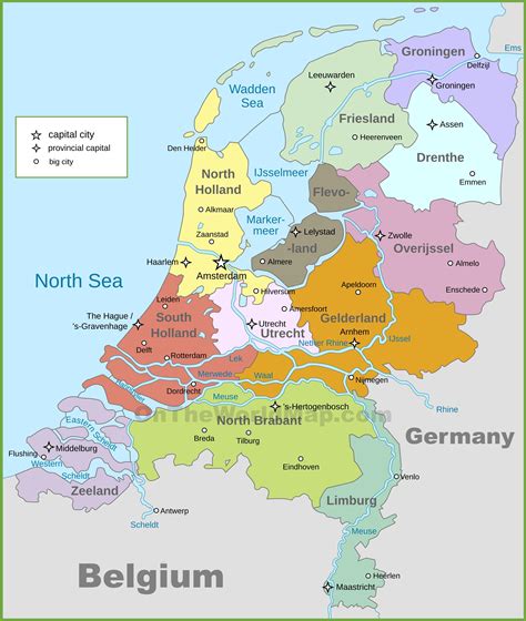 Holanda mapa político - mapa Político da Holanda (Europa Ocidental ...