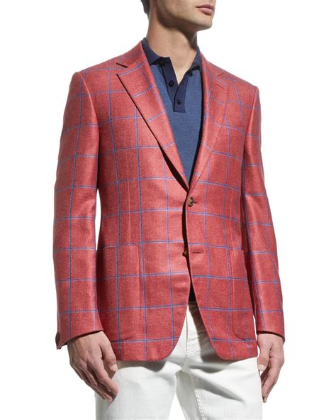 Canali Men's Windowpane Wool Sport Jacket | Neiman Marcus