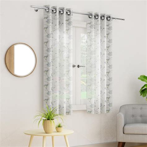 Buy PORTICO Magnolia Curtains White Printed Window Curtain - 130 x 160 ...
