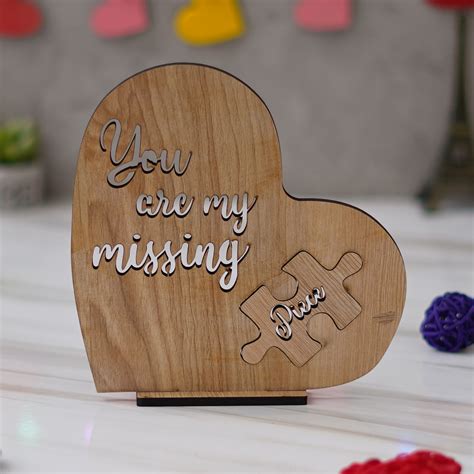 "You are my missing piece" Valentine Wooden Puzzle Brown Showpiece Wit ...