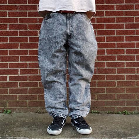 Men's Black and White Jeans | Depop