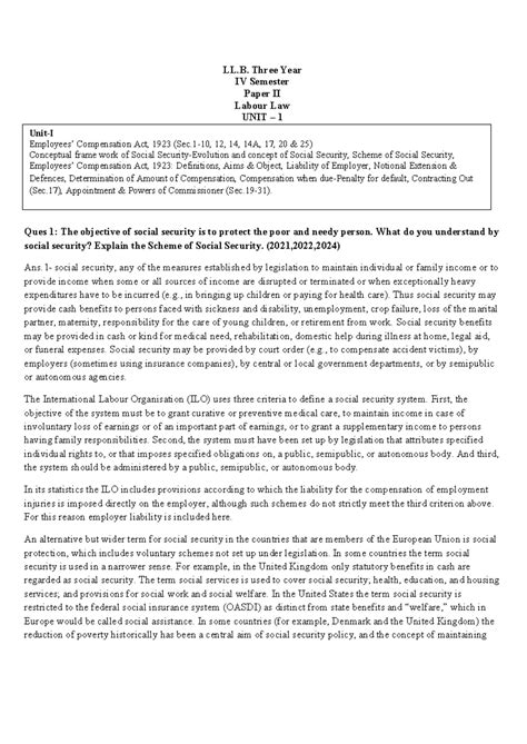 Labour LAW LL.B. 3 YEAR 4TH SEM - LL. Three Year IV Semester Paper II ...