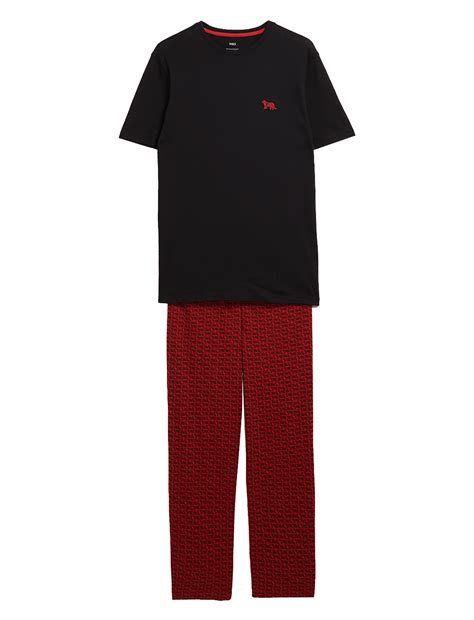 Buy Pure Cotton Tiger Print Pyjama Set at Marks & Spencer