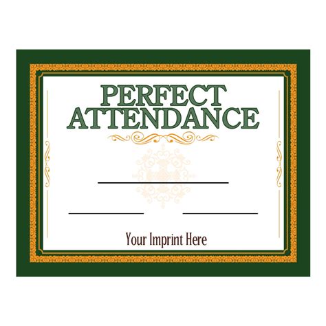 Printable Perfect Attendance Award Certificate Template