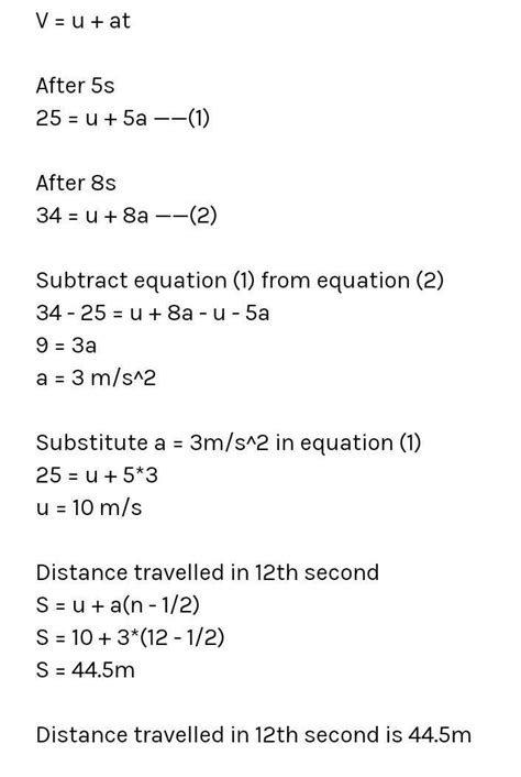 An object is moving with uniform acceleration. Its velocity after 5 ...
