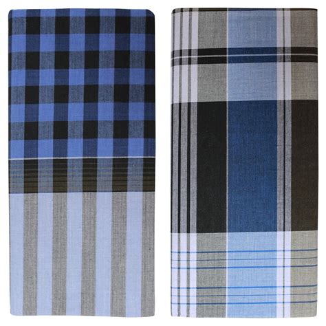 KIBS Lungi Men's Cotton Lungi (Multi-Coloured, Set of 2, 2.10 meter ...