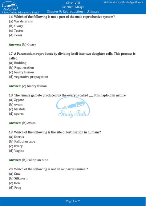Reproduction Questions And Answers Pdf