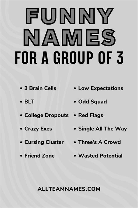 funny names for a group of 3 list | Funny nicknames for friends, Group ...