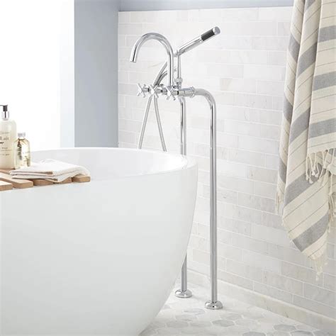Signature Hardware Sebastian Floor Mounted Tub Faucet with Cross ...