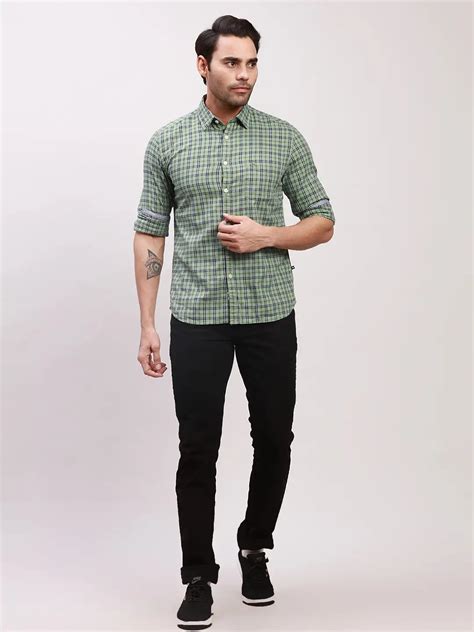Parx Men Green Checks Slim Fit Cotton Full Sleeve Shirts – MyRaymond