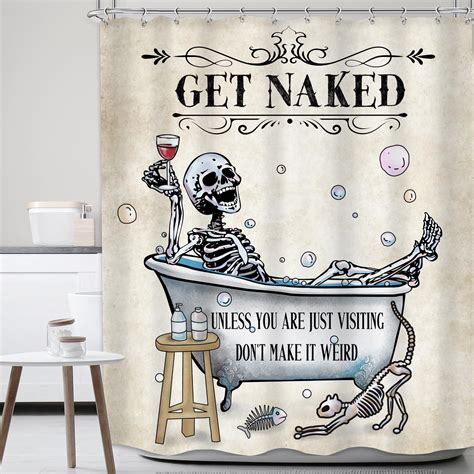 Amazon.com: Mitpok Funny Skull Skeleton Shower Curtain 72Wx72H Gothic ...