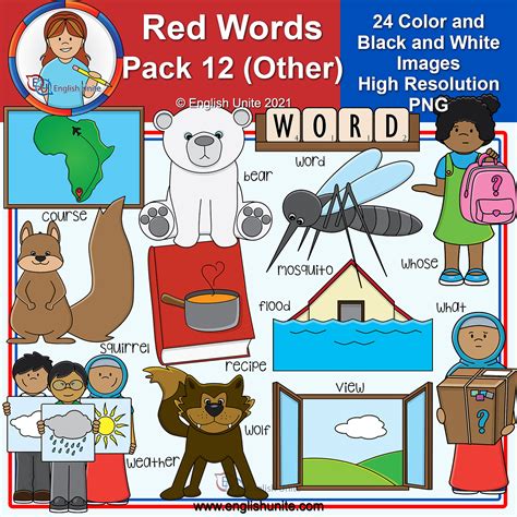 Clip Art - Red Words Pack 12 (Other) | Made By Teachers