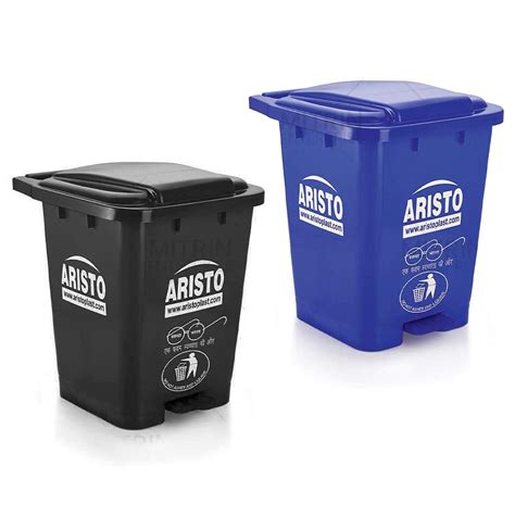 Aristo Dustbin with pedal 45 Ltr, [Black + Blue, Pack of 2], dustbins ...