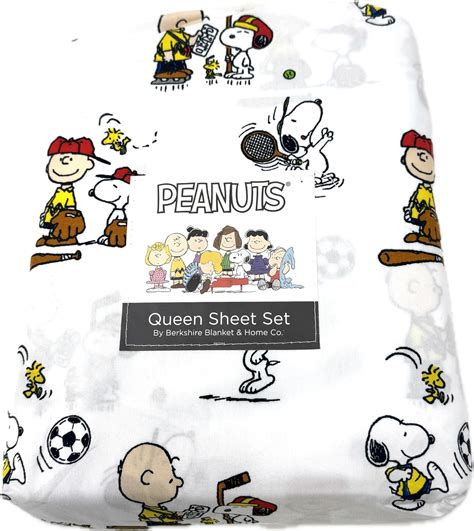 Amazon.com: Berkshire Peanuts Sheet Set (White - Sports, Queen) : Home & Kitchen