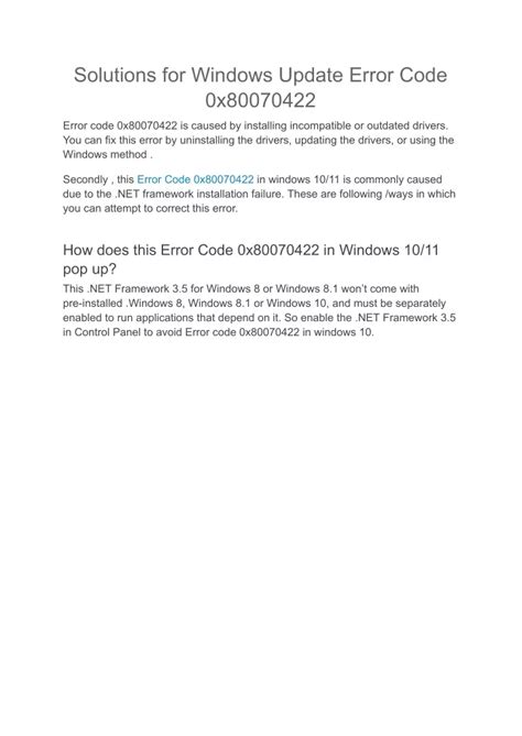 Image result for Error Code 0X80070422 .Net 3.5