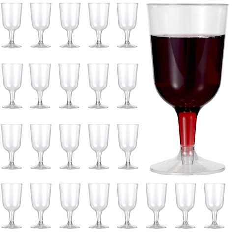 MATANA 48 pc Clear Plastic Wine Glasses with Stem for Parties (6oz ...