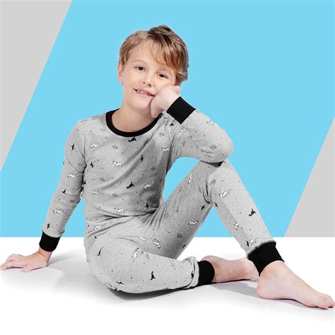 TaiMoon Boys Dinosaur Long Sleeve Cotton Pajama Set 6 To14 Years Old ...