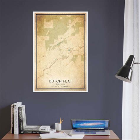 Vintage Dutch Flat California Map Poster, Dutch Flat CA City Road Wall ...