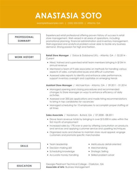 Retail Resume Examples 的图像结果