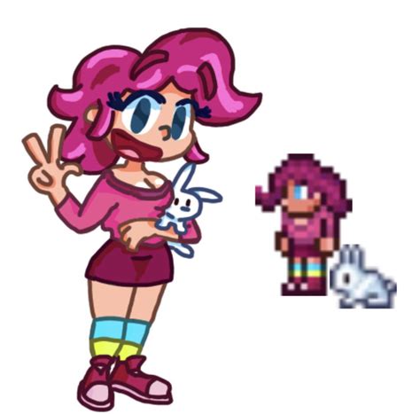 The Party Girl! (she’s holding a baby bunny too) : Terraria