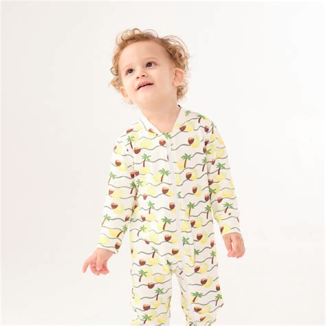 Baby Palm Print 2-way Zip Sleepsuit – Liomons