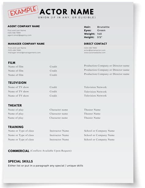 Actors Resume Example