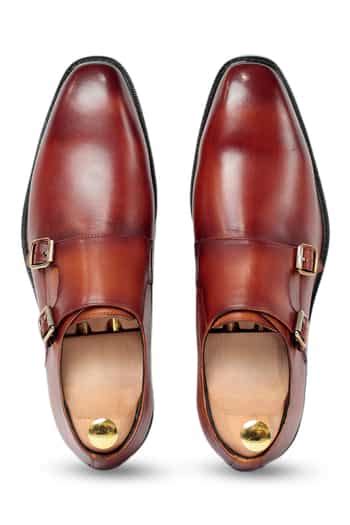 Buy Brown Julius Double Monk Strap Leather Shoes For Men by Vantier ...