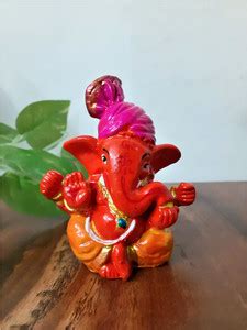 AFTERSTITCH lord ganesha idol statue for Car Dashboard Home Orange ...