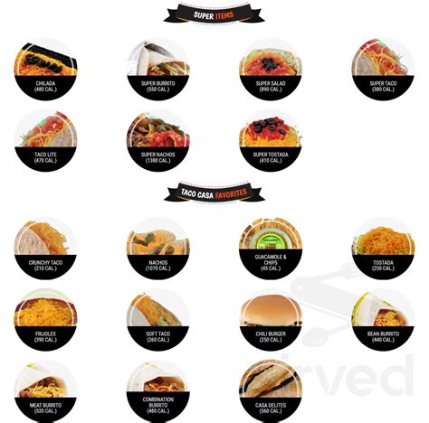 Taco Casa menu in Fort Worth, Texas, USA