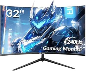 CRUA Gaming Monitor 32 Inch 240Hz, Curved PC Monitor Full HD 1080P ...