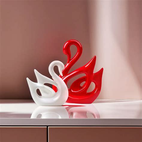 Red & White Ceramic Duck Figurine | Moolwan Housewarming Decor