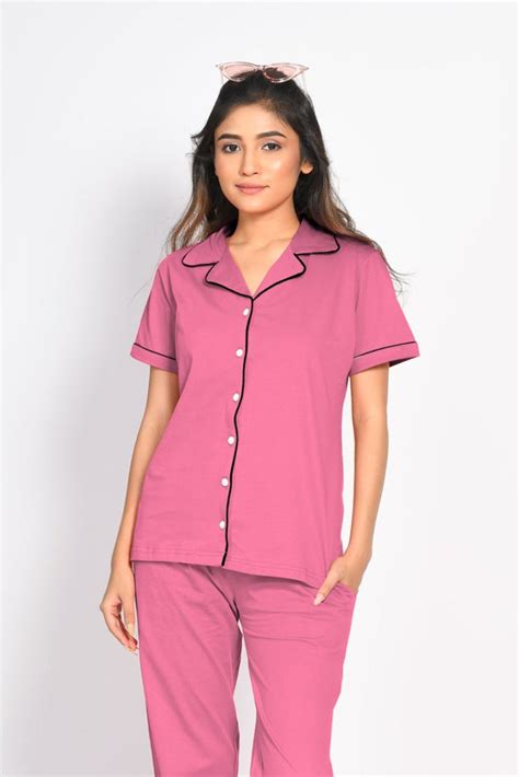 Ruby Solid Pyjama Set - 100% Cotton, Breathable Nightwear by NapStory