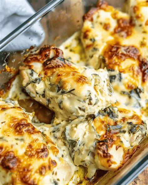Easy Cheesy Spinach Artichoke Chicken Bake Recipe That Wows - Healthy ...