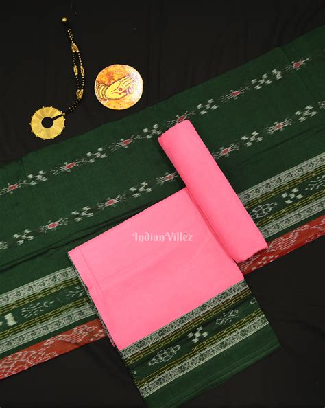 Green Pink Pasapali Sambalpuri Cotton Dress set with Dupatta – IndianVillèz
