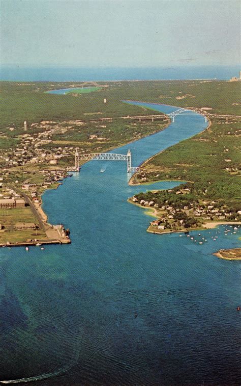 Cape Cod Canal, showing the Sagamore Bridge, the Bourne Bridge and the ...