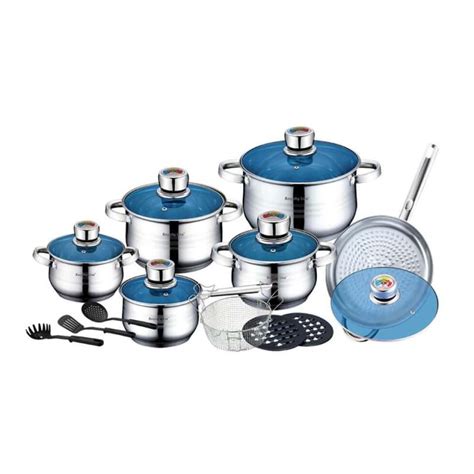 Royalty Line RL 1801B:18 Piece Stainless Steel Cookware Set with Glass ...