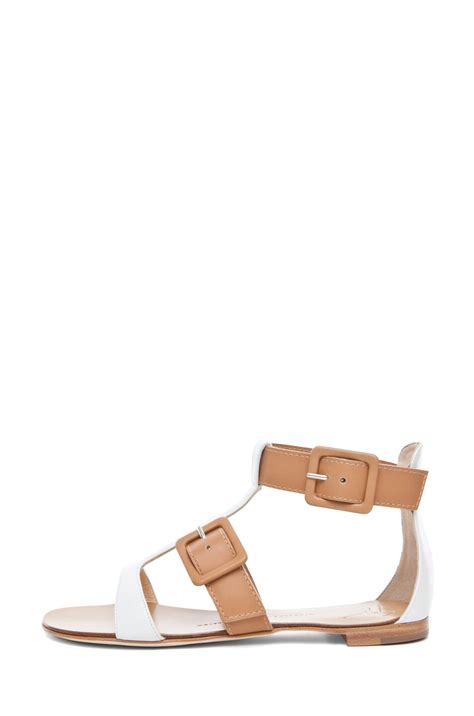 Giuseppe Zanotti Buckle Sandal in Nude/White in Nude & White | FWRD