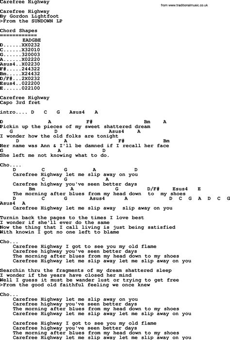 Carefree Highway - Bluegrass lyrics with chords