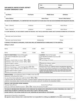 Fillable Online smusd san marcos unified school district student ...