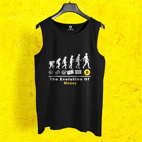 Funny Money Print Muscle Tee Evolution of Money Black Sando | Juxar