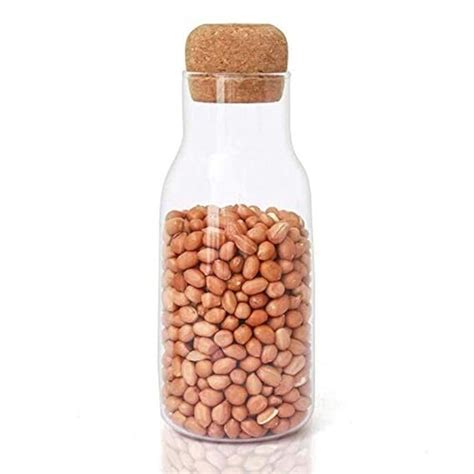 Femora Borosilicate Glass Bottle Container with Cork (Transparent, 200 ...