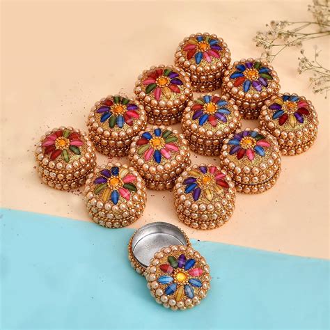 Buy Craftam Aluminum Sindoor Daani, Kumkum Box Wedding Return Gift (Set ...