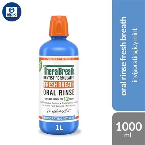 TheraBreath Fresh Breath Oral Rinse Invigorating Icy Mint 1L | Fights Bad Breath Instantly ...