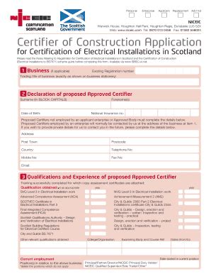 Fillable Online Approved Certifier of Construction Application - NICEIC ...