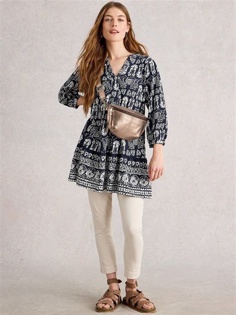 White Stuff Marta Abstract Tunic Top, Navy/Multi