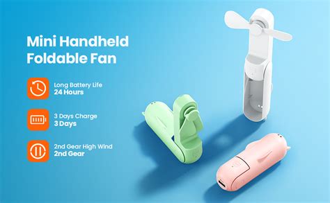 Gaiatop Mini Handheld Fan, Portable Personal Folding Cooling Hand Fan ...
